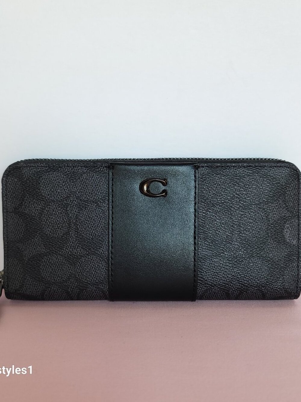 COACH Boxed Slim Accordion Signature Canvas & Leather Wallet w Back-slip pocket⭐ - Picture 2 of 16
